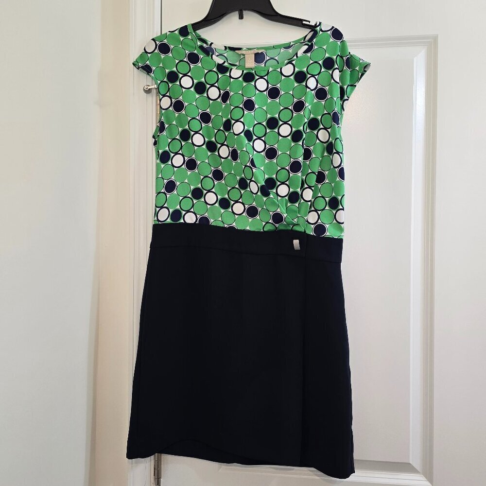 Banana Republic Sleeveless Geometric Dress - Navy and Green